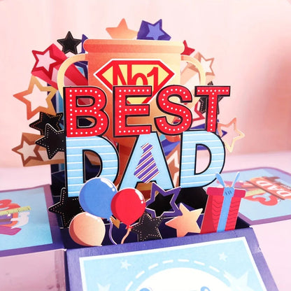 1pc, Father'S Day, Pop-Up Greeting Card Box for Dad'S Birthday, Best Dad Folded 3D Craft Surprise Gift Card for Father'S Day    Your Coastal Marketplace | Shoreshopper.com