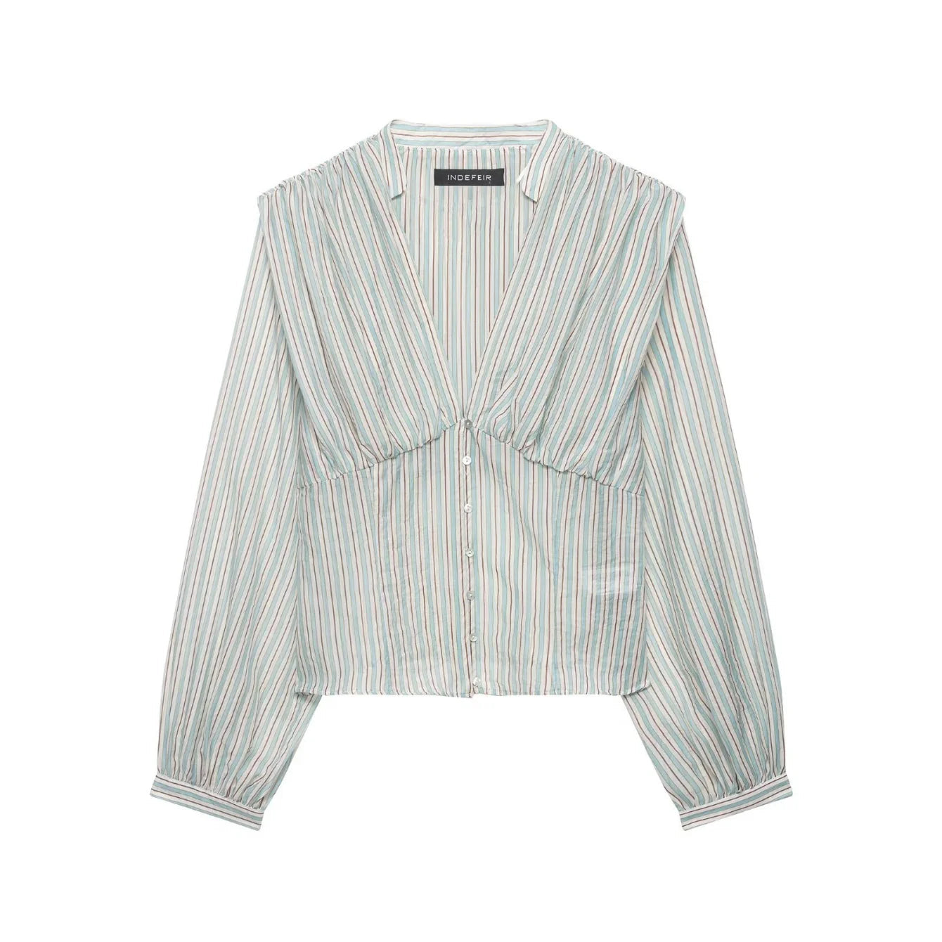 Women Sexy Shirts Spring Summer New Female V-Neck Long Sleeve Shirt Waist-Cinching Striped Tops Lady Chic Casual Holiday Blouses    Your Coastal Marketplace | Shoreshopper.com
