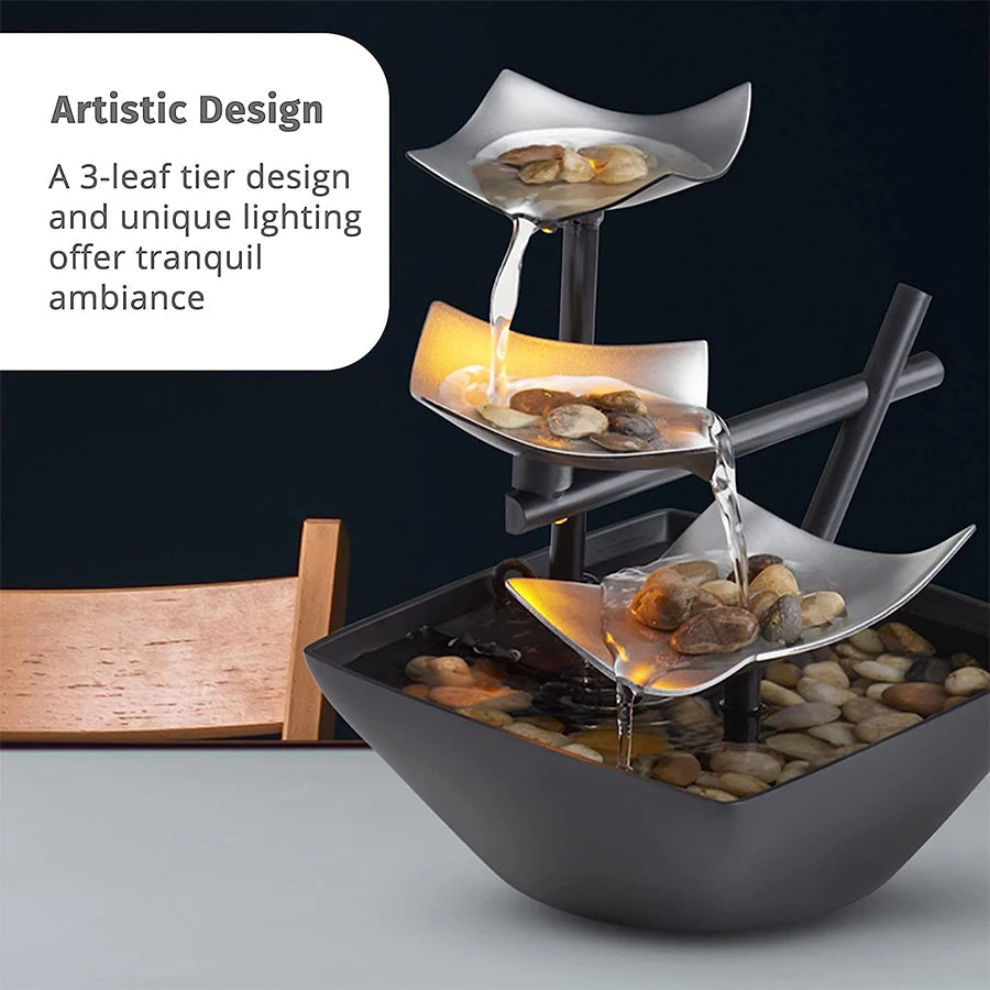 Mini Zen Desktop Fountain - LED Waterfall for Office Desk, Feng Shui Decor & Meditation Relaxation    Home Decor Supply | Online Retail | ShoreShopper.com
