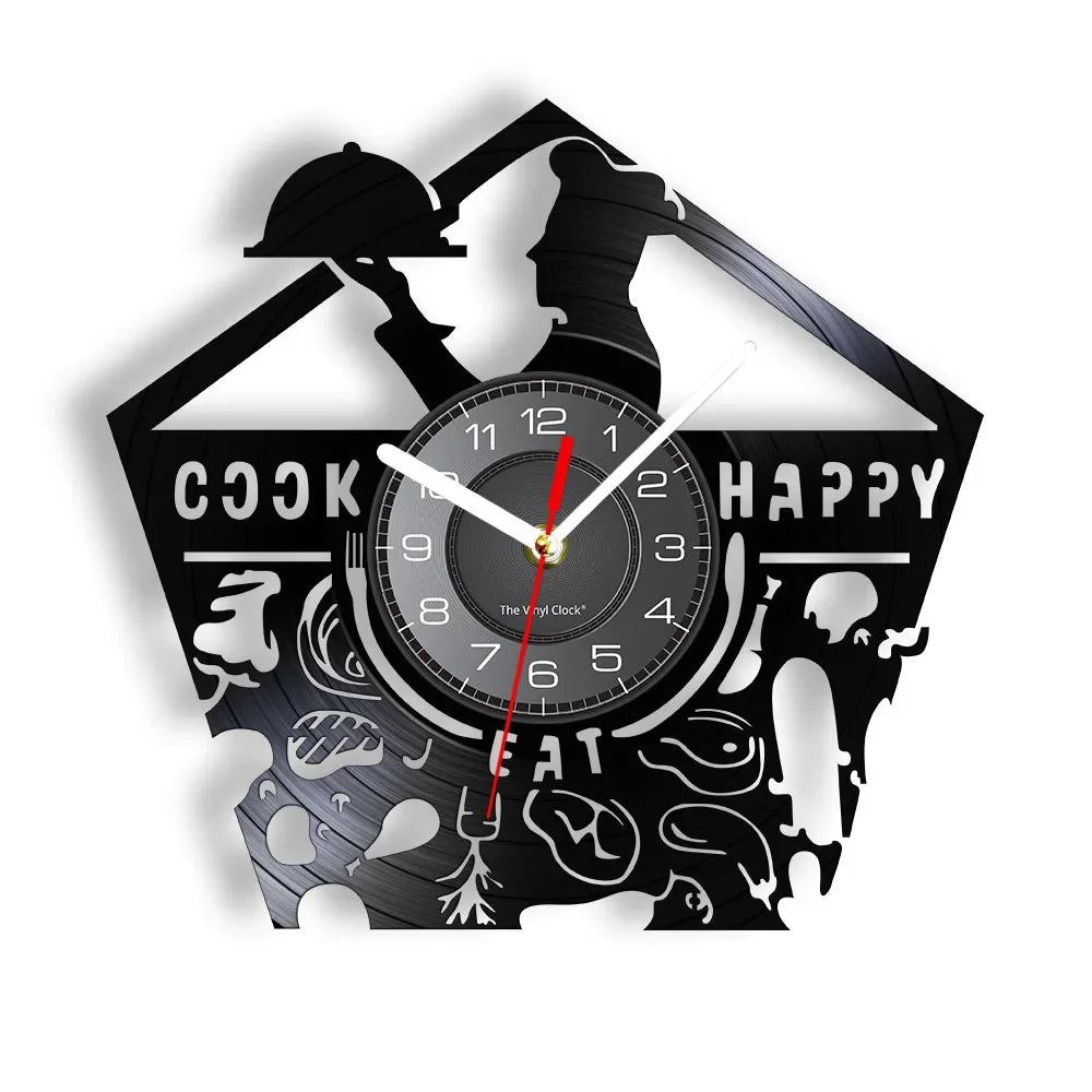 The Kitchen The Heart Of The Home Inspired Vinyl Record Clock Modern Design Vinyl Wall Watch Kitchen Decor Noiseless Timepieces    Home Decor Supply | Online Retail | ShoreShopper.com