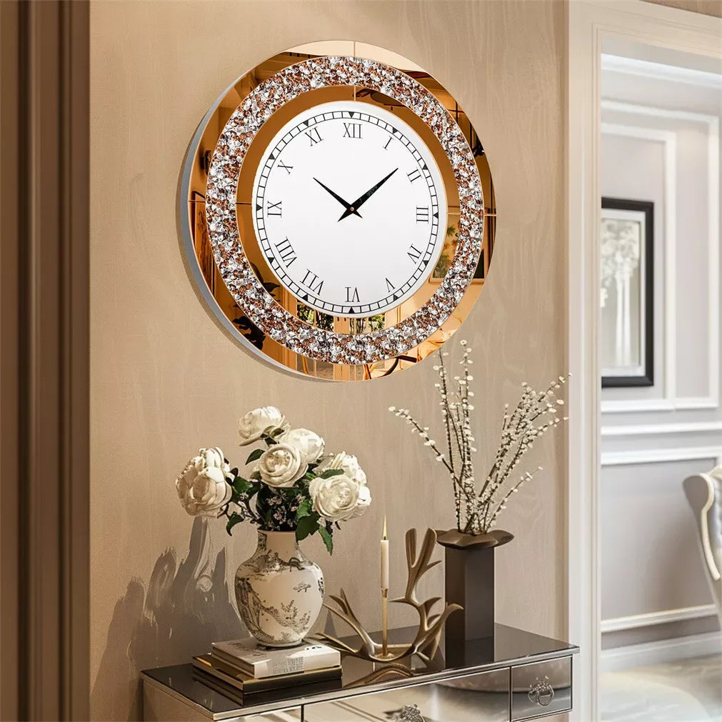 LUVODI 32inch Modern 3D Wall Clock Large Diamond Crystal Living Room Kitchen Bedroom Hall Clock with Roman Numerals    Home Decor Supply | Online Retail | ShoreShopper.com