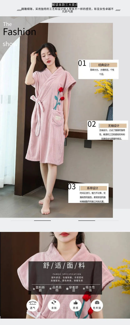 Wearable Bath Towel Bathrobe Women's Homewear Absorbent Quick-drying Comfortable Casual Soft Breathable Loose Nightgown Ladies    Your Coastal Marketplace | Shoreshopper.com