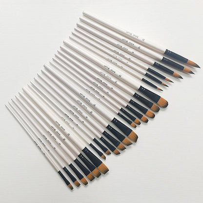 ♥24 Pcs Pearl White Art Paintbrush Set – Nylon Brushes for Oil, Acrylic & Watercolor Painting    Home Decor Supply | Online Retail | ShoreShopper.com