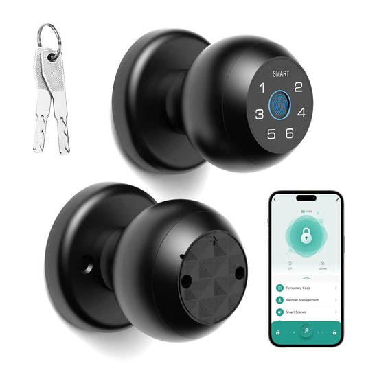 Viladepot Ball-Shaped Smart Lock Fingerprint, App-Controlled, Passcode, and Electronic Touchscreen Keypad Door Lock Smart Handle - ShoreCo.Shop