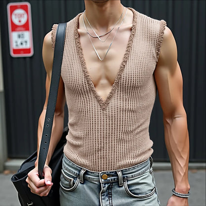 INCERUN Men Tank Tops Hollow Out Mesh See Through Sexy Tassel Male Vests Summer 2025 Solid Color Fashion Streetwear Men Clothing - ShoreCo.Shop