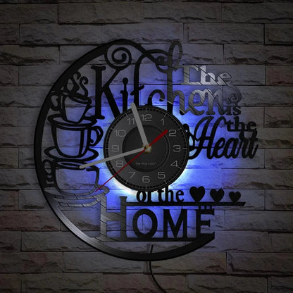 The Kitchen The Heart Of The Home Inspired Vinyl Record Clock Modern Design Vinyl Wall Watch Kitchen Decor Noiseless Timepieces    Home Decor Supply | Online Retail | ShoreShopper.com