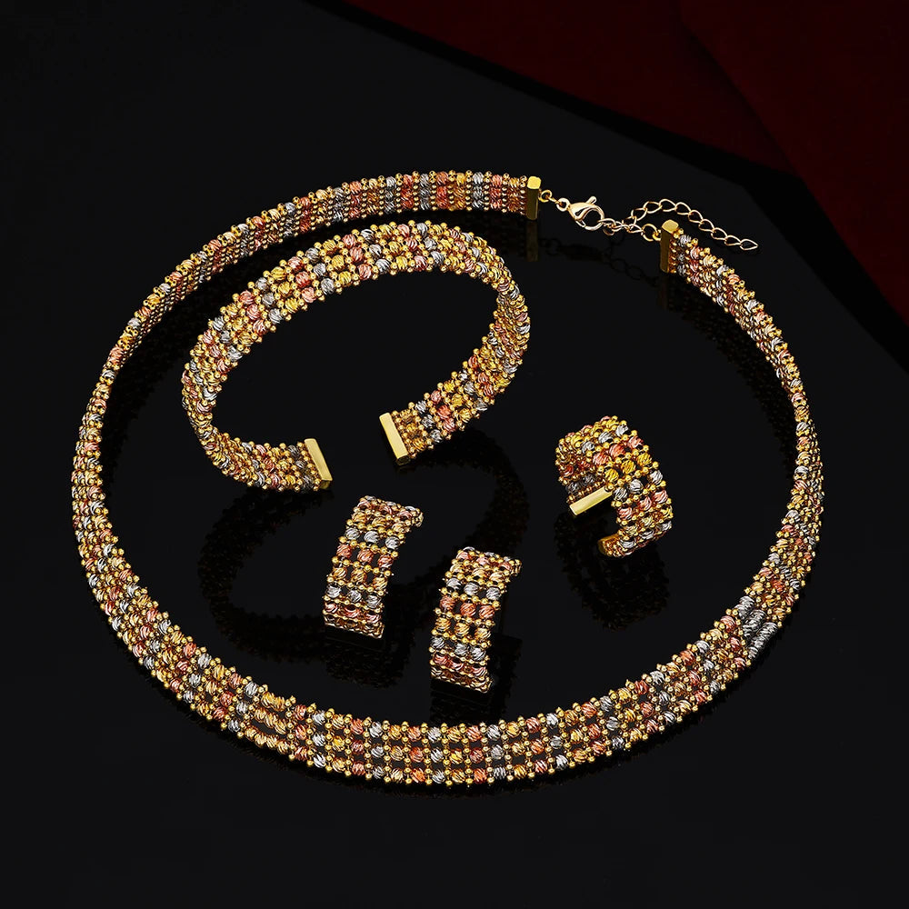 Handmade Jewelry Set Gold Plated Dubai Arabic Bridal Necklace Bracelet Earrings Ring Sets Women Wedding Party Gifts    Home Decor Supply | Online Retail | ShoreShopper.com