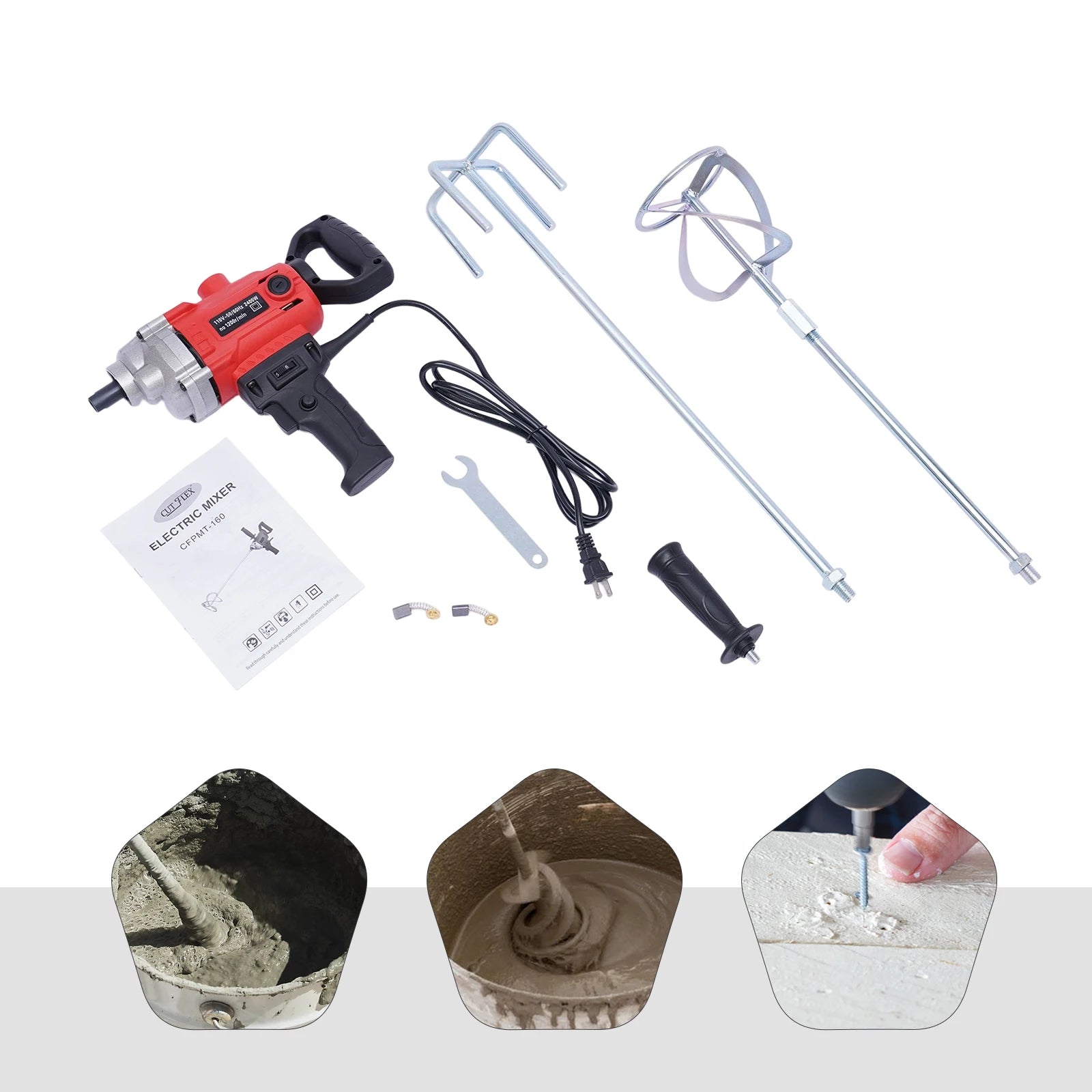 Drill Mixer Set with Spade Handle Electric Corded Mixing Drill Machine 2400W Motor Concrete Mud Mixer    Home Decor Supply | Online Retail | ShoreShopper.com