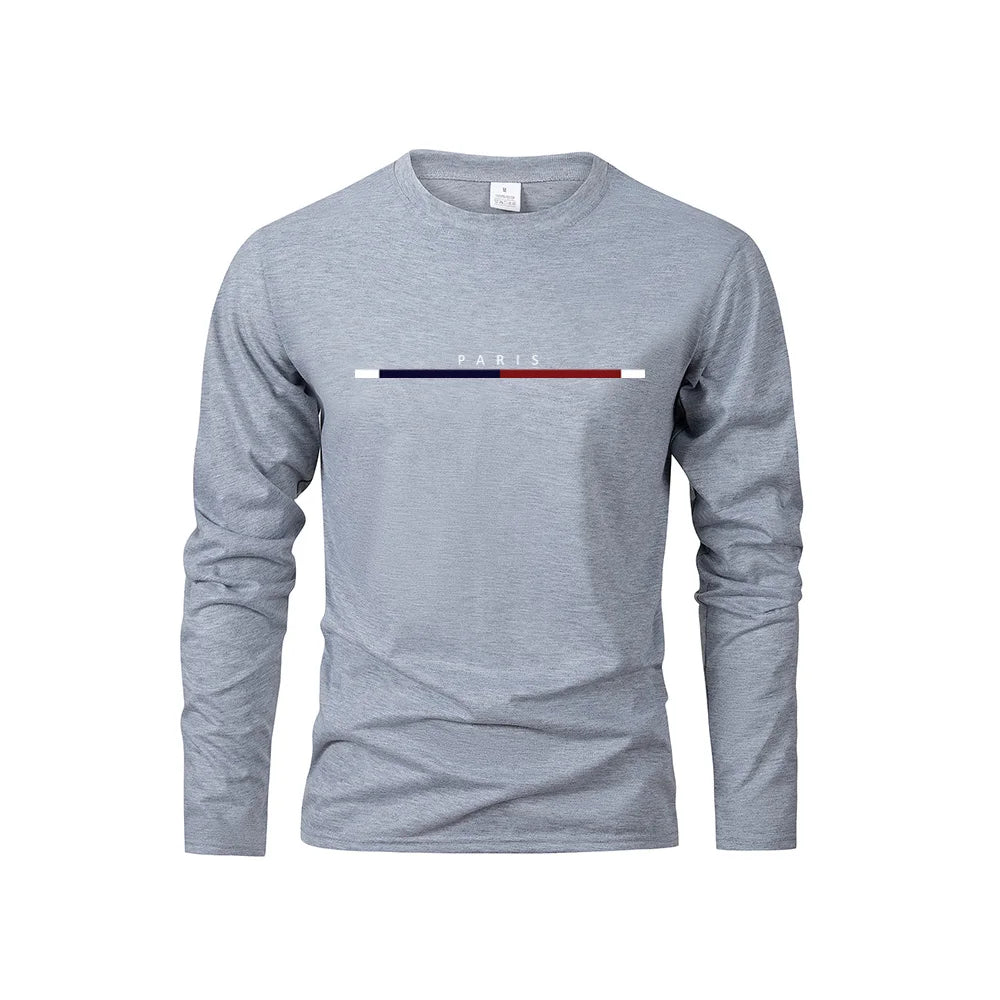 Men's Long Sleeve T Shirts of PARIS Printing Solid Color Casual Tops Autumn High Quality Loose T-Shirt Men Classic Clothing    Home Decor Supply | Online Retail | ShoreShopper.com