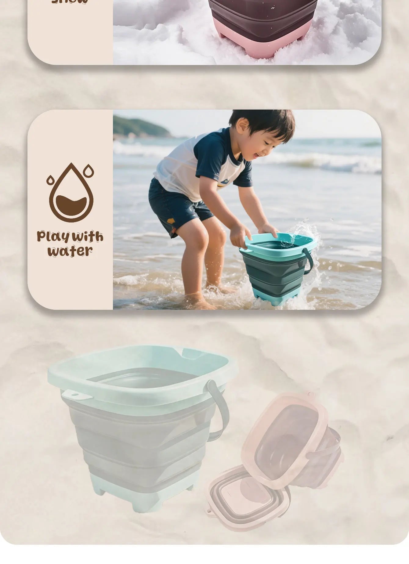 Beach sand toy for children, small extensionable water bucket with multiple functions and portability, suitable for baby sand pl    Your Coastal Marketplace | Shoreshopper.com