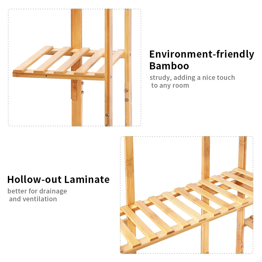 Multi-Tiered Bamboo Plant Stand Indoor Outdoor Flower Pot Holder Rack for Garden Balcony Living Room    Home Decor Supply | Online Retail | ShoreShopper.com