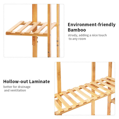 Multi-Tiered Bamboo Plant Stand Indoor Outdoor Flower Pot Holder Rack for Garden Balcony Living Room    Home Decor Supply | Online Retail | ShoreShopper.com