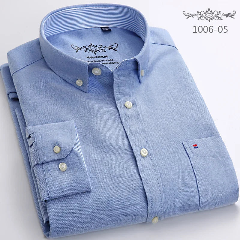 New in shirt long-sleeve shirts for men slim fit formal plian shirt single pocket office clothes soft plaid cotton designer tops    Home Decor Supply | Online Retail | ShoreShopper.com