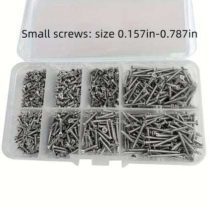 Box of 560 Self-Tapping Wood Screw Set - Includes 8 Different Sizes of M2 Phillips Flat Metal Screw Classification Kit    Home Decor Supply | Online Retail | ShoreShopper.com