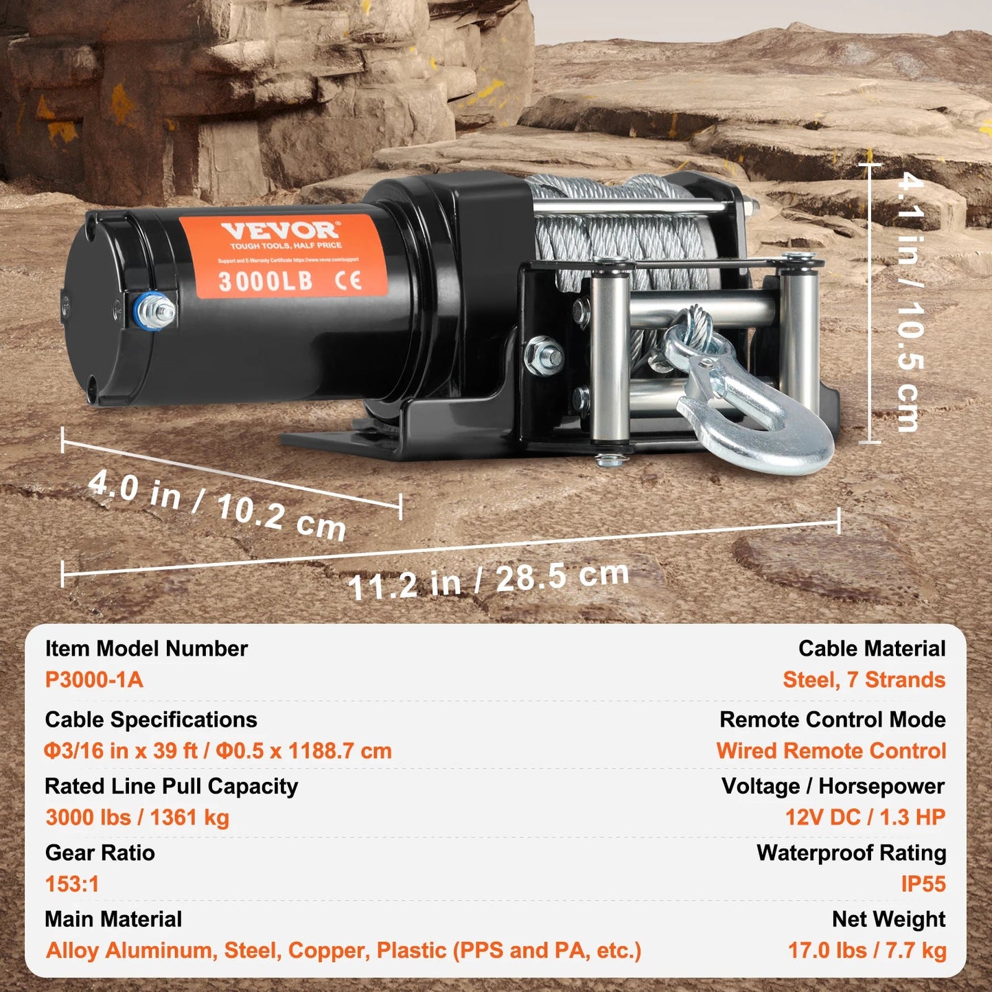 SucceBuy 3000lbs ATV/UTV Electric Winch 12V DC Steel Rope Winch with  39ft Cable Roller Wired Remote Control for Towing Off-Road    Home Decor Supply | Online Retail | ShoreShopper.com