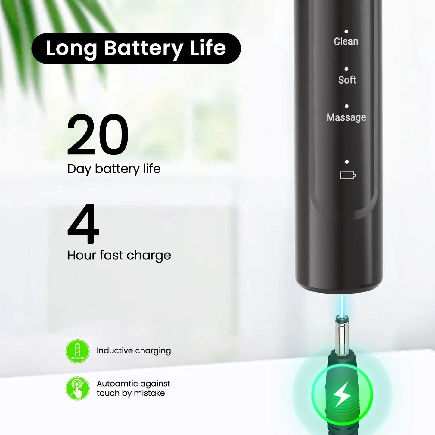 Fairywill Electric Toothbrush T2233Powerful Rotation Cleaning 4 Replacement Heads Rechargeable Sonic Toothbrush for Adults - ShoreCo.Shop