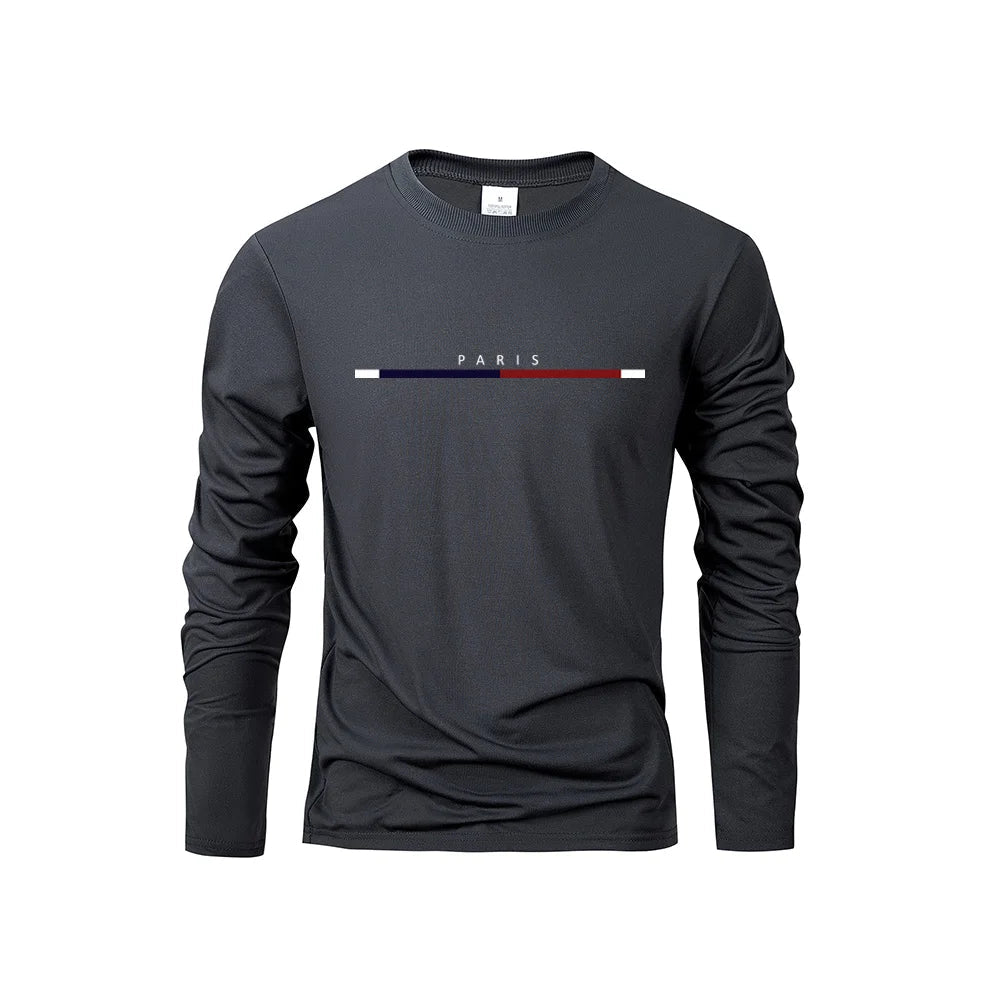 Men's Long Sleeve T Shirts of PARIS Printing Solid Color Casual Tops Autumn High Quality Loose T-Shirt Men Classic Clothing    Home Decor Supply | Online Retail | ShoreShopper.com