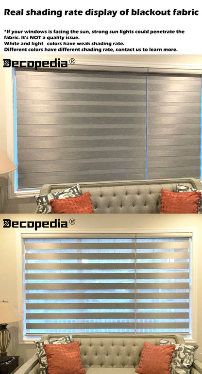 Decopedia Custom Made Zebra Blinds for Windows Motorized Roller Blinds Blackout Day and Night Window Blinds for Sliding Door - ShoreCo.Shop