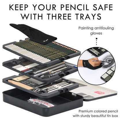 Drawing Set, 70-Pack Sketching Kit, Art Supplies with A Sketch Pad ,Colored, Graphite, Charcoal, Watercolor, Metallic Pencils    Home Decor Supply | Online Retail | ShoreShopper.com