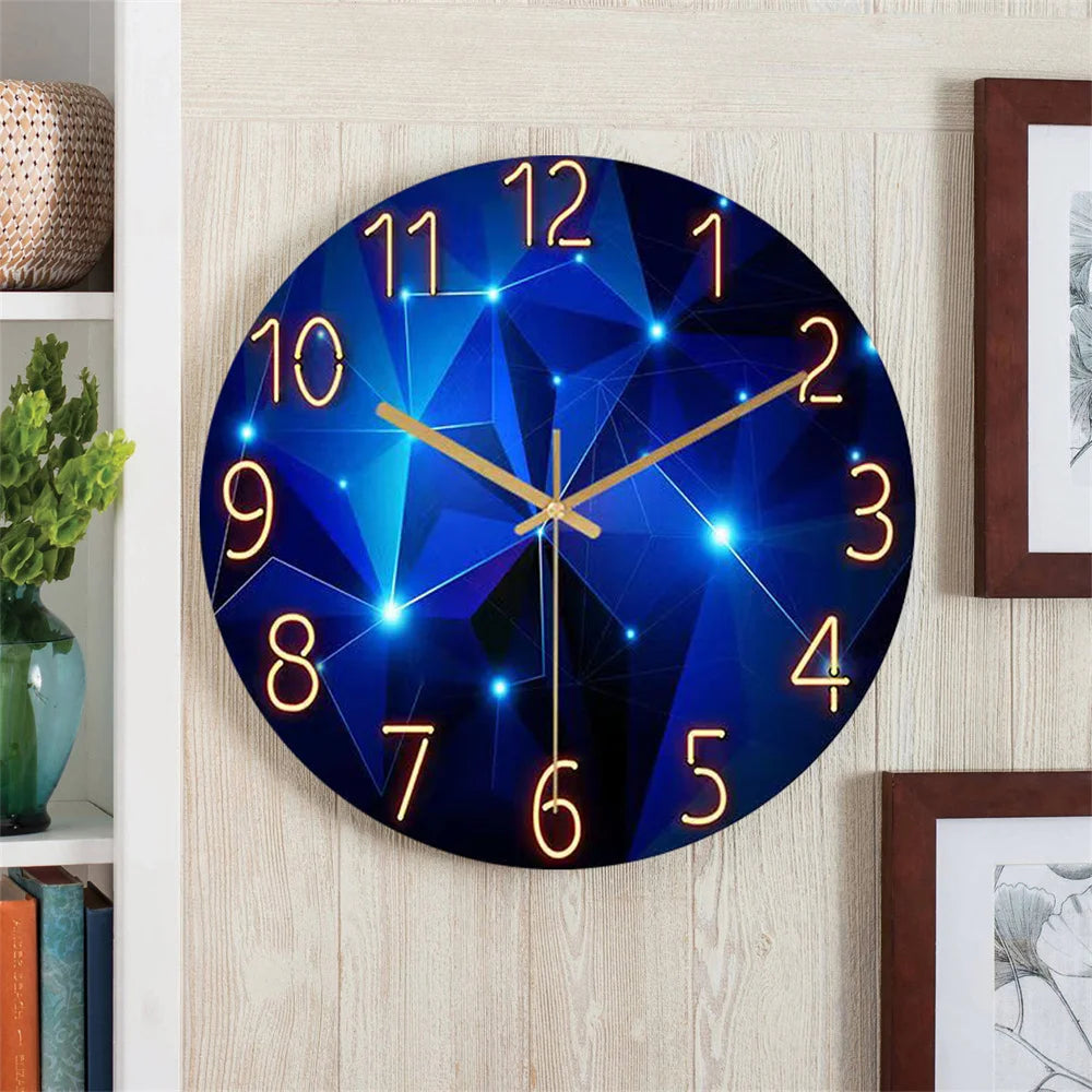 Geometric Elements Dark Blue Tempered Glass Wall Clock 12"    Home Decor Supply | Online Retail | ShoreShopper.com