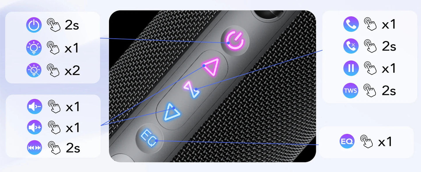 Portable Bluetooth Speaker, Bluetooth 5.4 Speaker, 30W Dual Speaker, Deep Bass, 30H Playtime, 3 EQ Mode, Colorful RGB Lights    Home Decor Supply | Online Retail | ShoreShopper.com