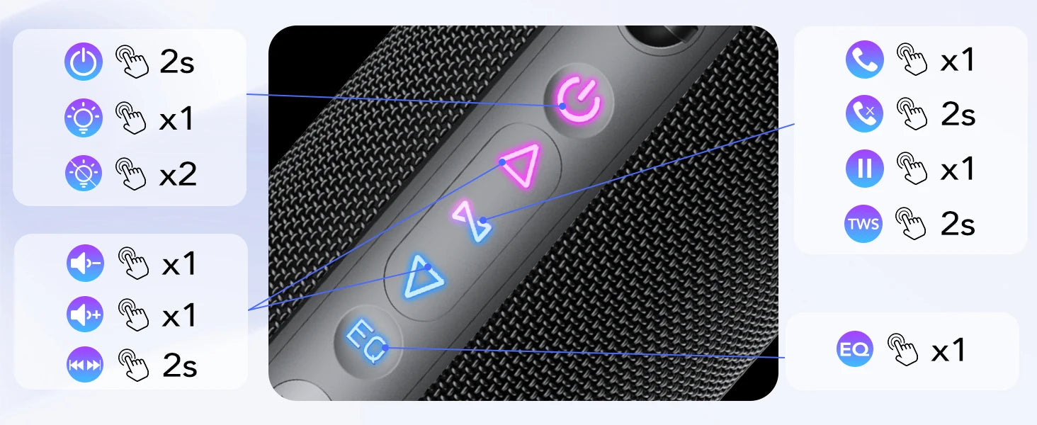 Portable Bluetooth Speaker, Bluetooth 5.4 Speaker, 30W Dual Speaker, Deep Bass, 30H Playtime, 3 EQ Mode, Colorful RGB Lights    Home Decor Supply | Online Retail | ShoreShopper.com