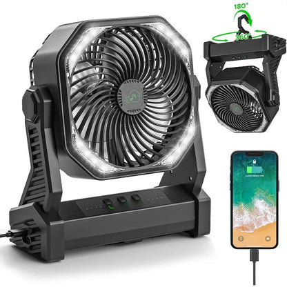 Camping Fan with LED Lantern, 20000mAh Auto-Oscillating Battery Operated Desk Fan with Remote&Hook, 8” Portable Fan    Home Decor Supply | Online Retail | ShoreShopper.com