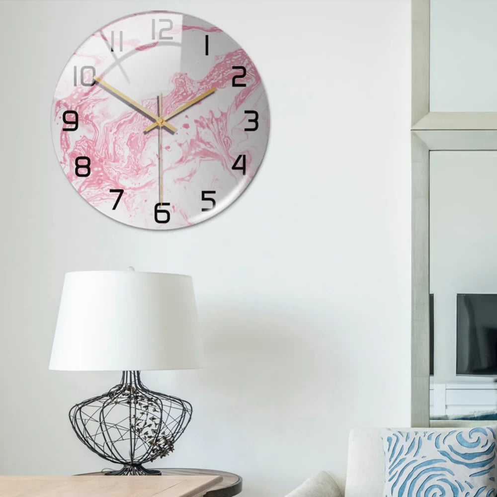 Black Gold Marble Metal Needle Modern Acrylic Round Clock 12"    Home Decor Supply | Online Retail | ShoreShopper.com