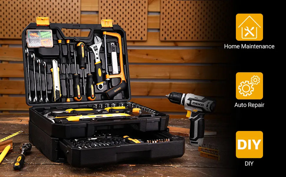 DEKO Home Mechanic Toolbox with 12V Power Cordless Drill Hand Repair Tools Sets Combo Kits Storage Organizer Drawer Case    Home Decor Supply | Online Retail | ShoreShopper.com