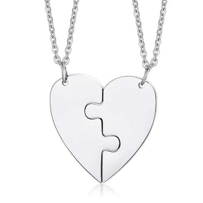 Custom Engrave BFF Friendship Necklaces for 2 Best Friends Gifts, Couple Heart Love Forever Pendant Female BFF Necklaces Set