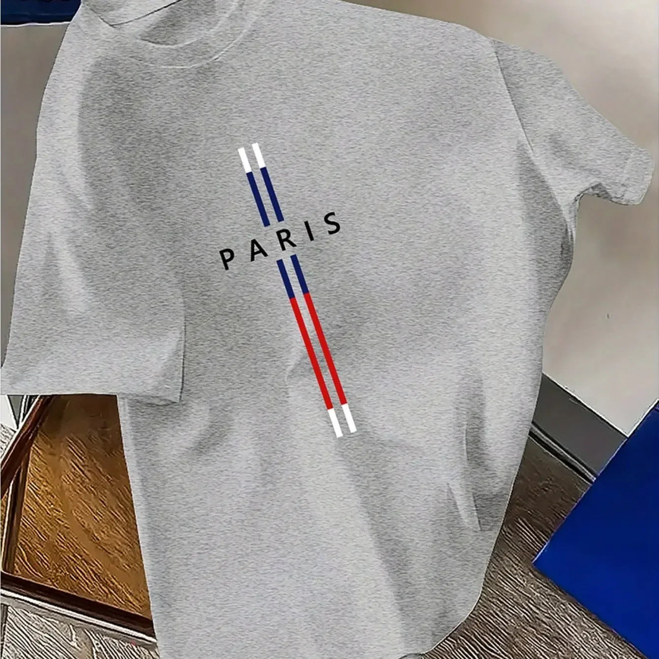 Summer Men 100% cotton fashion casual loose fit plus size Paris letter print round neck short sleeve T-shirt top    Home Decor Supply | Online Retail | ShoreShopper.com