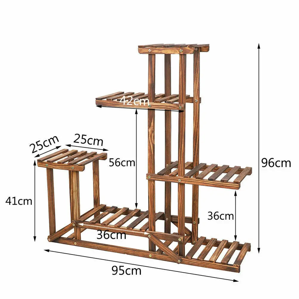 6 Tiered Wood Plant Flower Stand Shelf Planter Pots Shelves Rack Holder Display for Multiple Plants Indoor Outdoor Garden Patio    Home Decor Supply | Online Retail | ShoreShopper.com