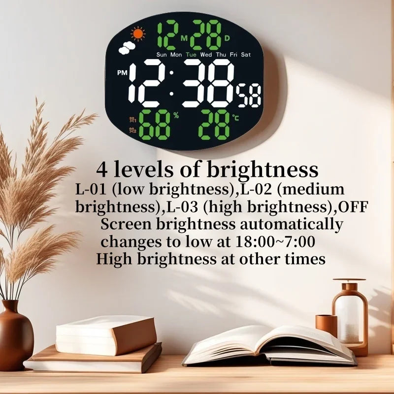 Large Digital Wall Clock Weather Station Forecast TEMP Humidity Date Week Night Mode Table Clock 2 Alarm 12/24H LED Alarm Clock    Home Decor Supply | Online Retail | ShoreShopper.com
