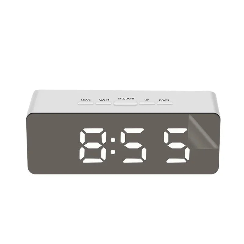 1Pc White Digital Clock LED Mirror Table Clock Snooze Display Time Night Light Desktop USB Alarm Clock Home Decor Desk Clock    Home Decor Supply | Online Retail | ShoreShopper.com