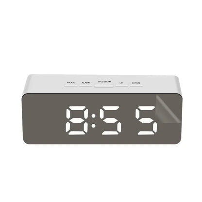 1Pc White Digital Clock LED Mirror Table Clock Snooze Display Time Night Light Desktop USB Alarm Clock Home Decor Desk Clock    Home Decor Supply | Online Retail | ShoreShopper.com