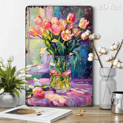 Vibrant Tulip Bouquet Metal Wall Art - 8x12 Inch 2D Design, Durable Iron Sign for Home, Garden & Office Decor    Home Decor Supply | Online Retail | ShoreShopper.com