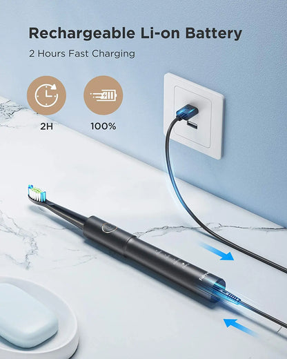 Fairywill Sonic Electric Toothbrush E11 Waterproof USB Charge Rechargeable Electric Toothbrush 8 Brush Replacement Heads Adult - ShoreCo.Shop