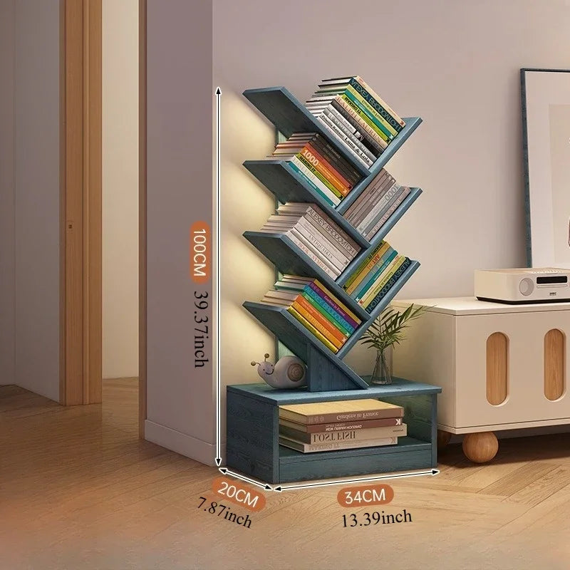 Tree-shaped Bookshelf Solid Wood Book Rack Floor-to-ceiling Space-saving Shelf Living Room Storage Shelf Display Shelf Household    Home Decor Supply | Online Retail | ShoreShopper.com