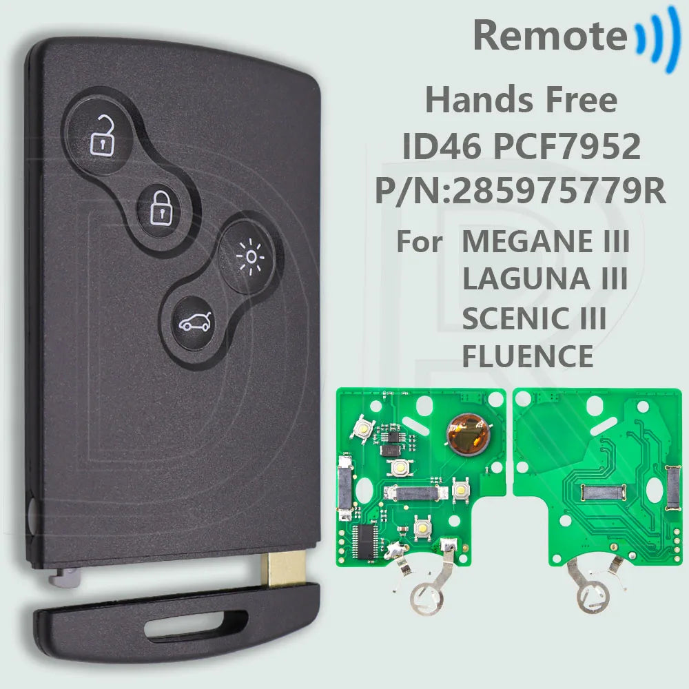 DR Half Smart/Hands Free ID46 4A PCF7953M Smart Car Remote Key For Renault Megane Laguna Grand Scenic Fluence Clio IV Captur - ShoreCo.Shop
