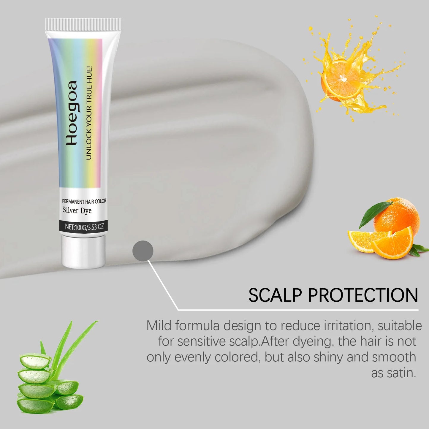 Hoegoa Grey Hair Cream Long Lasting Colour Lock Nourishing Phytocare Trendy Hair Colour Hairdresser - ShoreCo.Shop