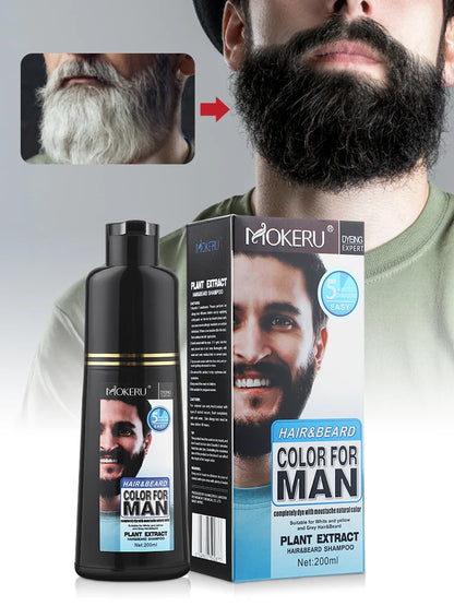 Natural Permanent Beard Dye Shampoo Repair White Grey Hair Removal Instant Mustache Dying Blacking Fast Beard Coloring for Men - ShoreCo.Shop