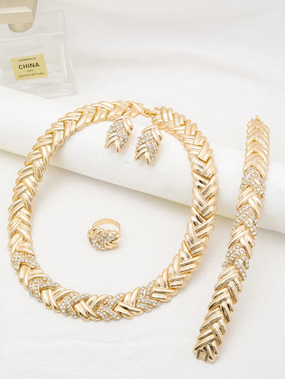 Dubai Jewelry Set For Woman 18K Gold Plated Luxury Necklace Earrings Bracelet and Ring Set Jewelry Wedding Party Trending    Home Decor Supply | Online Retail | ShoreShopper.com