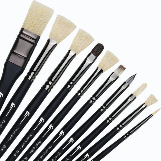 10 Pcs Paint Brushes Set Bristle Hair Professional Drawing Long Rod Painting Brush Oil Acrylic Watercolor Art Supplies    Home Decor Supply | Online Retail | ShoreShopper.com