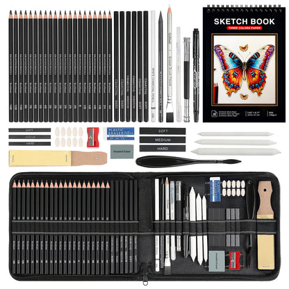 14-60 pcs Drawing Set Sketching Kit - Art Supplies,for Adults Artists with 3-Color Sketchbook,Graphite,Pastel,Charcoal Pencils    Home Decor Supply | Online Retail | ShoreShopper.com
