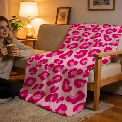 Throw High-Density Short Plush Blanket For Sofa Nap Air-Conditioned Room Soft Skin-Friendly Classic Leopard Print Pink    Your Coastal Marketplace | Shoreshopper.com
