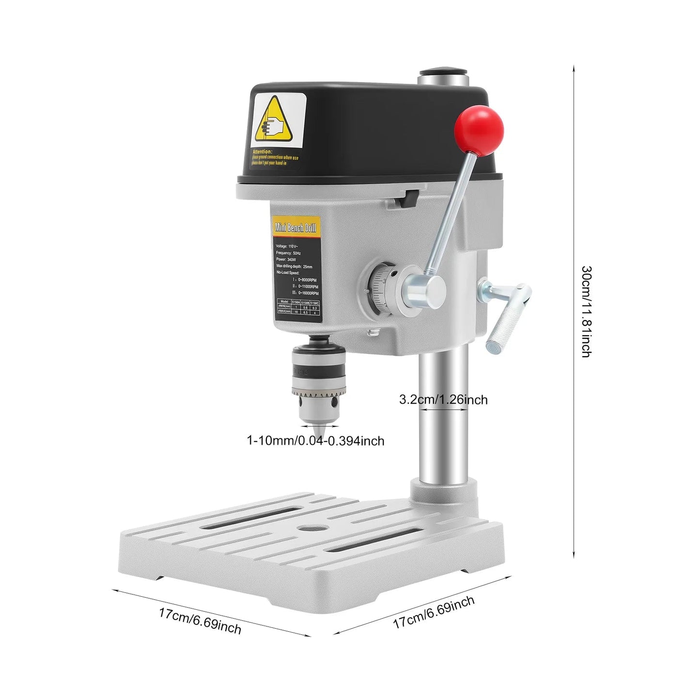 340W Portable Benchtop Drill Press, High-precision 3 Speed Adjustable Mini Portable Electric Bench Drill Stand for Iron Wood    Home Decor Supply | Online Retail | ShoreShopper.com