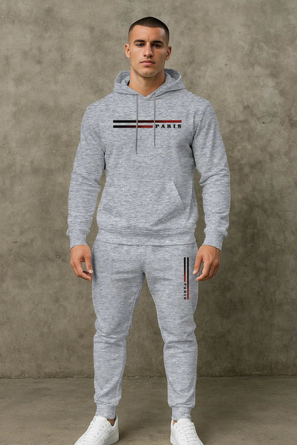 Men's Classic Personalized Fashion Paris Alphabet Stripe Printed Machine Washable Hooded Sweatshirt and Pants Casual Sports Set    Home Decor Supply | Online Retail | ShoreShopper.com