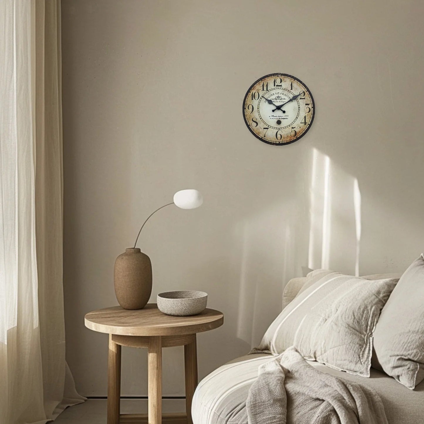 Retro“ Antoine De Praiteon a Paris Dehuis1801” Pattern Wooden Wall Clock Living Room Bedroom Kitchen Home Decoration Wall Clock Silent Quartz Clock Holiday Gift 10 Inches 12 Inches 14 Inches 16inch (Without Battery)    Home Decor Supply | Online Retail | ShoreShopper.com