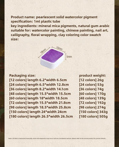12/98/150/180 Colors Pearl Solid Water Color Paint Set Portable Professional Watercolor Painting School Art Supplies Stationery    Home Decor Supply | Online Retail | ShoreShopper.com