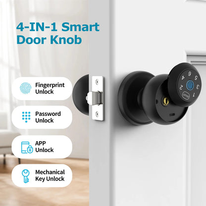 Viladepot Ball-Shaped Smart Lock Fingerprint, App-Controlled, Passcode, and Electronic Touchscreen Keypad Door Lock Smart Handle - ShoreCo.Shop